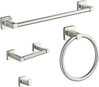 Brushed Nickel Bathroom Hardware Set 4 Pieces, Towel Bar Set Stainless Steel by bluebyrne