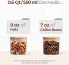 ComSaf 0.6 Qt Glass Food Storage Jars Set of 6, Pantry Organization Jar - Image 3