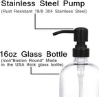 2 Pack Thick Clear Glass Boston Round Bottles /Oil Rubbed Bronze Stainless - Image 3