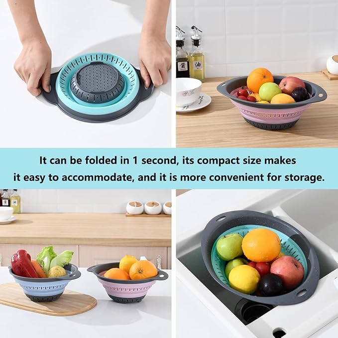 Collapsible Colander and Strainer, Silicone Strainer Colanders & Food Strainers - Image 9