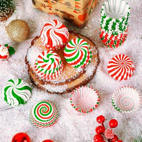 800pcs Christmas Mini Cupcake Liners Candy Pattern Baking Cups - Image 4