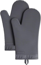 KITCHENAID Ribbed Soft Silicone Oven Mitt 2-Pack Set, Charcoal Grey by KitchenAid