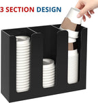 KOTEMON Acrylic Cup and Lid Holder, 3 Compartment, Disposable Coffee Cup - Image 2