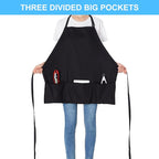 Jubatus 2 Pack 3 Pockets 100% Cotton Adjustable Bib Apron Chef Kitchen Cooking - Image 2