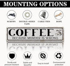 Funny Coffee Signs, Coffee Because Murder is Wrong Sign, Vintage Wall - Image 3