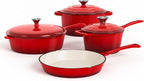 DishDelight Enameled Cast Iron Cookware Set, 7 Piece Induction Dutch Oven Set by DishDelight