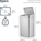 Ninestars 13 Gallon Automatic Trash Can, 50L Touchless Motion Sensor Garbage Can - Image 7
