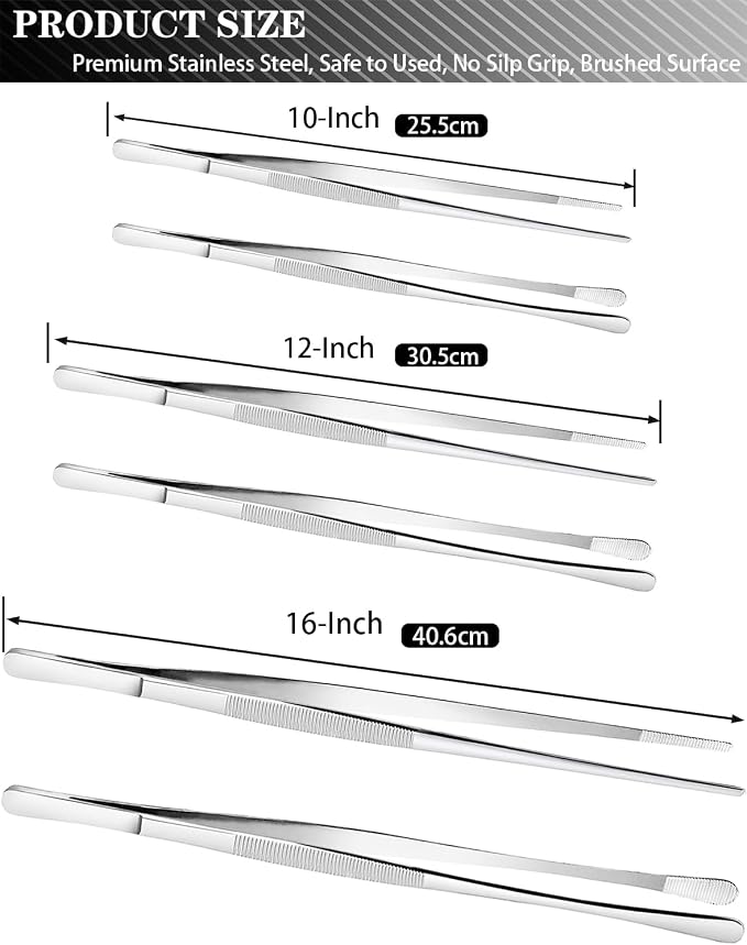 JETKONG 2 Pcs 16'' Tweezer Tongs, Extra Large Food Tweezers, Extra Long Kitchen - Image 3