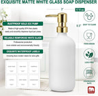 GMISUN White Soap Dispenser, 2 Pack Glass Hand Soap Dispensers Bathroom - Image 3