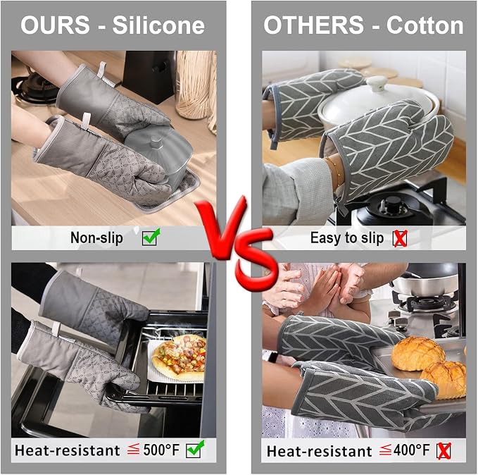 KEGOUU Oven Mitts and Pot Holders 6pcs Set, Kitchen Oven Glove High Heat - Image 4