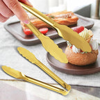 4 Pack Gold Serving Tongs XEVOM Buffet Tongs Serving Utensils Salad Tongs - Image 2