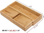 guiogc Bamboo Kitchen Drawer Organizer, Cutlery Tray - Image 2
