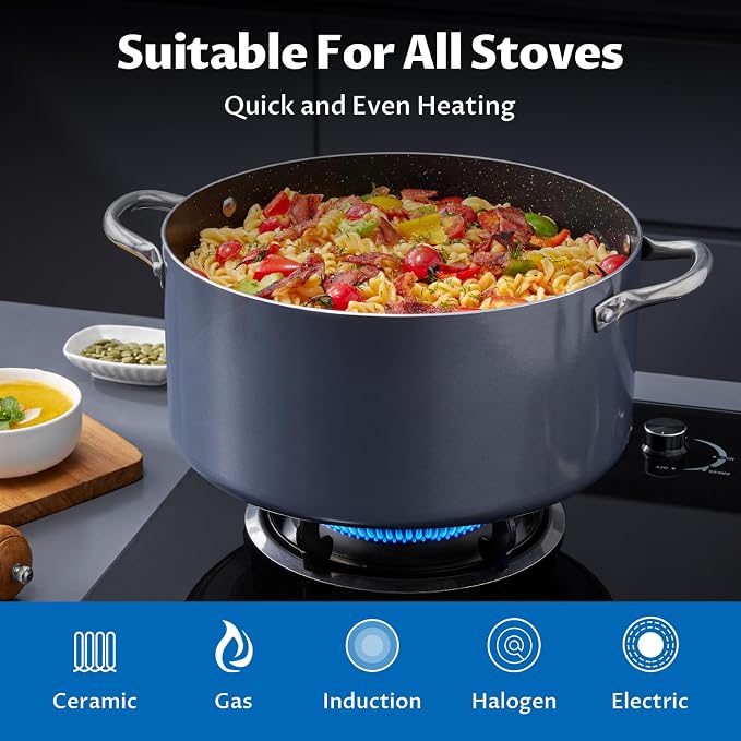 BEZIA 10 Quart Cooking Pot, Large Non Stick Induction Stock Pots - Image 4