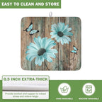 Teal Sunflowers Drying Mat 18x16 Inch, Summer Wooden Board Drying Mat - Image 5