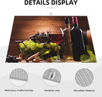 Red White Wine Dish Drying Mat Retro Fruit Grapes Wooden Board Drying Rack Pad - Image 2