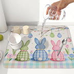 Easter Bunny Dish Drying Mat for Kitchen Counter 16 x 18 Inch Rabbit Eggs Dish - Image 6