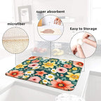 Large Blue Floral Spring Dish Drying Mat - Image 6