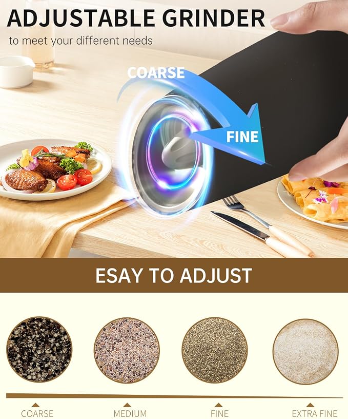 CIRCLE JOY Rechargeable Salt and Pepper Grinder Set Gravity Electric Salt and - Image 5