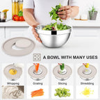 E-far Mixing Bowls with Lids Set, Size 7, Nesting Design & Khaki Airtight Lid - Image 3