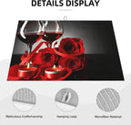 Red Wine Rose Candle Dish Drying Mat Red and Black Romantic Burgundy Blossom - Image 2