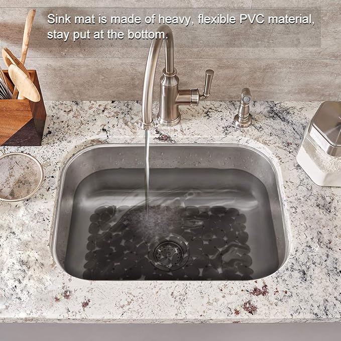 Bligli Pebble Sink Mat for Stainless Steel/Ceramic Sinks, 2 Pack PVC Sink - Image 5