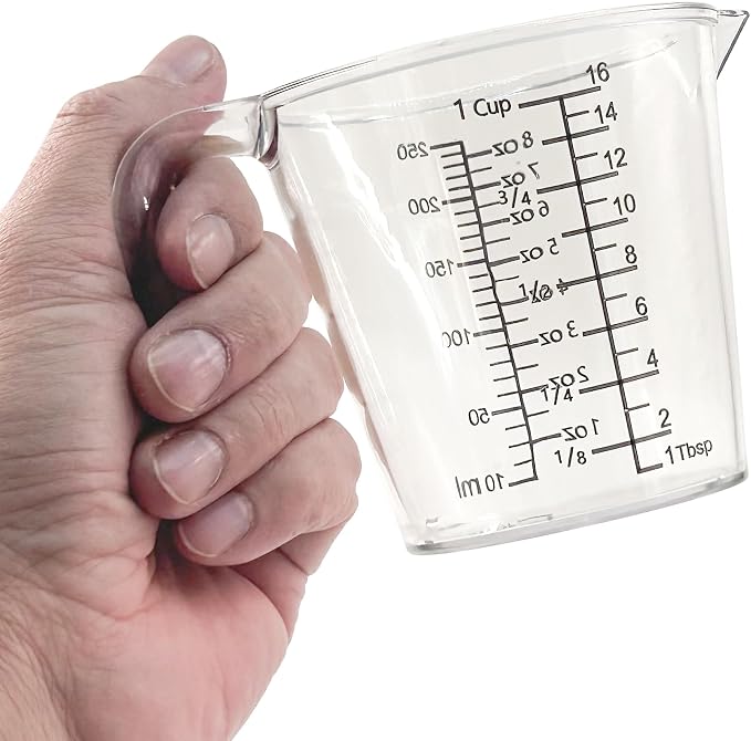 1 Cup Measuring Cup, Laser-Etched oz/cup/mL/Tbsp, Small Plastic Measuring Cup by NaNaPaly