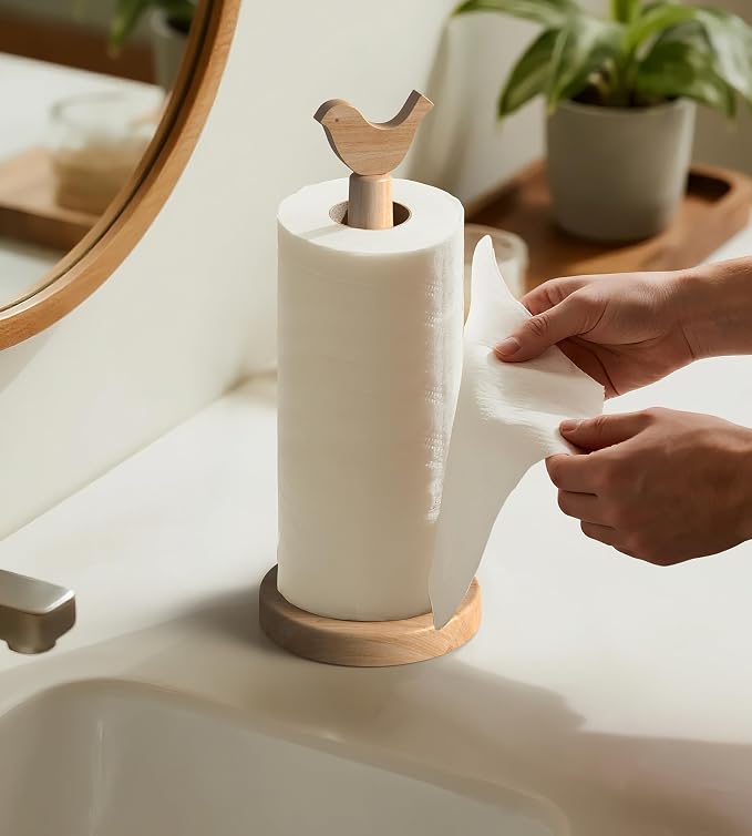 KitchLife Cute Wooden Paper Towel Holder Countertop - Image 7