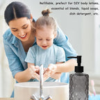 Glass Soap Dispenser with Black Plastic Pump, 12oz Refillable Liquid Hand Soap - Image 6