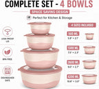 Pera Mixing Bowls with Lids Set, 8 Piece, BPA Free Nesting Kitchen Bowl Set - Image 4