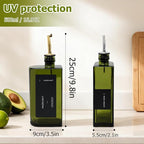 R DRURLCD Dark Green Glass Olive Oil Dispenser Set of 2, 16.9oz/500ml Curved - Image 3