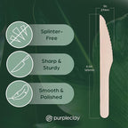 PURPLECLAY Wooden Knives Disposable – 300 Piece Wood Compostable Knives - Image 4