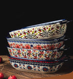 Red Daisy Flower Vintage Style Ceramic Bakeware Casserole Dish Baking Pan - Image 7