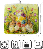 Easter Dish Drying Mat for Kitchen Counter Spring Bunny Microfiber Countertop - Image 2