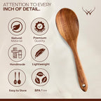30 Pcs Teak Wooden Utensil Set – Premium Cooking Utensils Set, Natural Wooden - Image 4