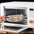 Baking Dish Ceramic Baking Pan Blue Casserole Dish Rectangular Baking Set 2pcs - Image 7