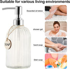 MOCLIF 16 OZ Soap Dispenser，Tempered Glass Clear Vertical Stripe - Image 4