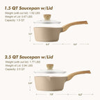 SENSARTE 1.5 & 2.5 Quart Ceramic Sauce Pan Sets - Image 6