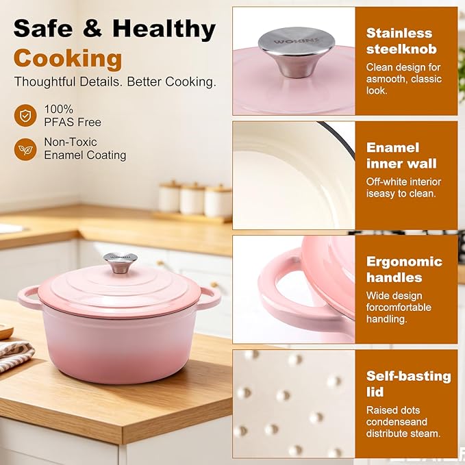 Enameled Cast Iron Dutch Oven - 4QT Pot - Image 6