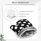 Black White Retro Polka Dot Oven Mitts and Pot Holders Sets of 4, Heat - Image 3