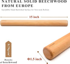 Bamber Wood Rolling Pin for Baking Wooden Rolling Dowel Stick Dough Roller for - Image 2