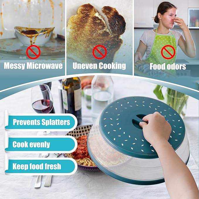Large Microwave Splatter Cover & Silicone Mat, 12 Inchs Vented Collapsible - Image 4
