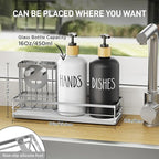 Moforoco Kitchen Dish Soap Dispenser Set, 16OZ Glass Bottle, Hand and Dish Soap - Image 3