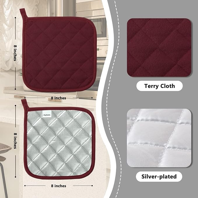 Joyhalo 4 Pack Pot Holders for Kitchen, Cotton Oven Holder - Image 2