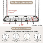 33” Pots and Pans Hanging Rack, Heavy-duty Metal Square Kitchen Ceiling Pot Rack - Image 3