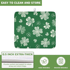 St Patrick's Day Dish Drying Mat 16 x 18 Inch Green Shamrock Dish Drainer Rack - Image 5