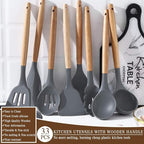 Umite Chef Kitchen Cooking Utensils Set, Woodle Handle Heat Resistant Gadgets - Image 6