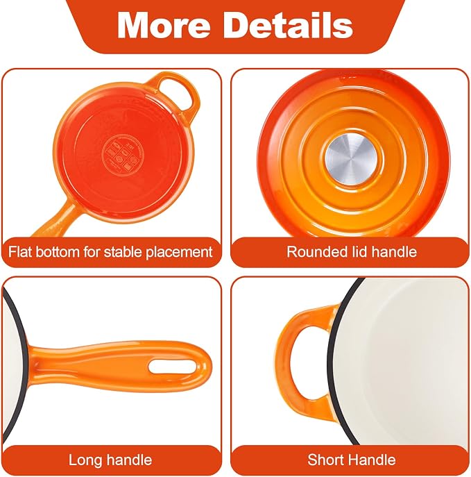 HaSteeL 1 QT Cast Iron Saucepan, Mini Enamel dutch oven - Image 6