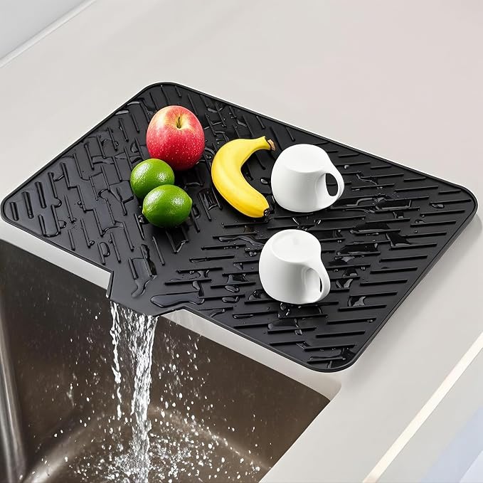 Silicone Dish Drying Mat 23x17, Food-Grade Silicone, Easy Clean Pad by SCYFREID