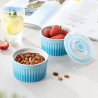 vancasso 8 oz Ramekins with Lid, Porcelain Creme Brulee Souffle Dishes - Image 7