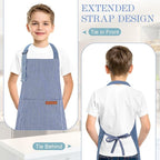 2 Pack Stripes Kids Apron, Kids Cooking Aprons - Image 5